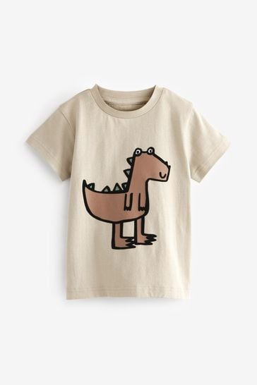 Neutral Dinosaur Short Sleeve Character T-Shirt (3mths-7yrs)