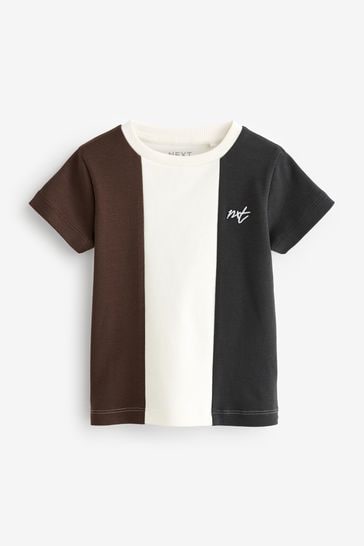 Grey/Brown Short Sleeve Colourblock T-Shirt (3mths-7yrs)