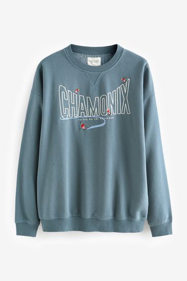 Buy Blue Ski Sweatshirt and Flannel Bottom Pyjamas from Next