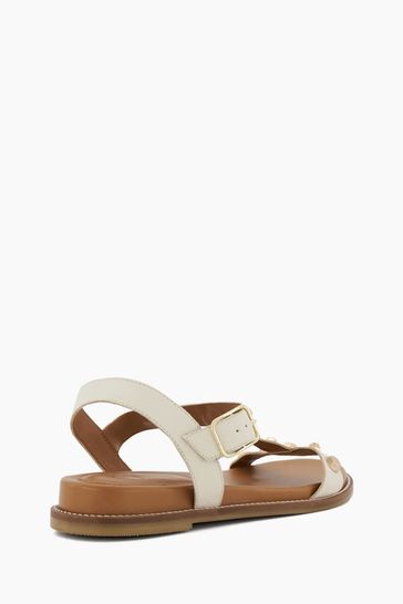 Dune London Cream Laurels Studded T Bar Sandals