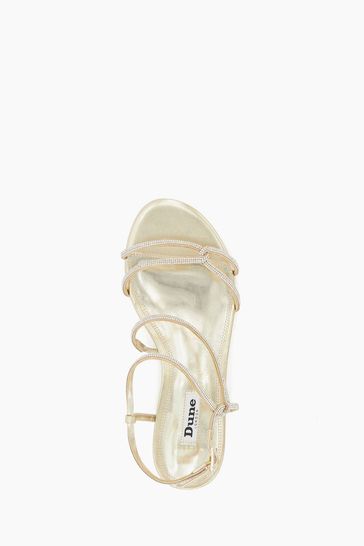 Dune London Wide Fit Cream Nightly Tubular Diamante Flat Sandals