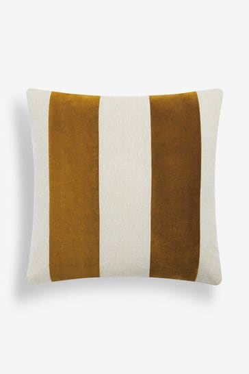 Ochre Yellow Stripe 50 x 50cm Linford Velvet Cushion