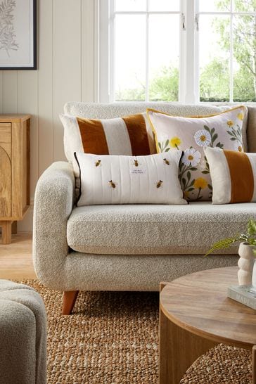 Ochre Yellow Embellished Bee Cushion