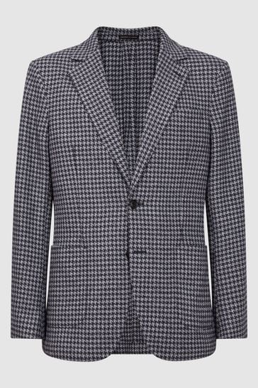 Buy Reiss Navy Lite Slim Fit Wool Blend Dogtooth Blazer from the Next UK online shop