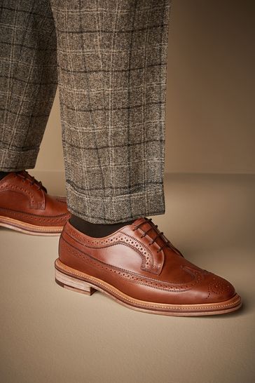 Tan/Brown Leather Sanders for Next Longwing Brogue Shoes