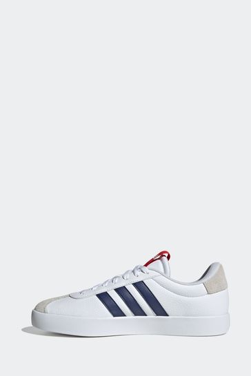 adidas White Blue Sportswear VL Court Trainers