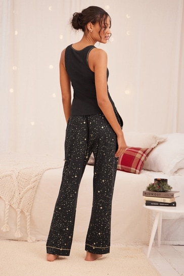 Buy Bath Body Works Black Star Print Ribbed Vest And Pyjamas Set