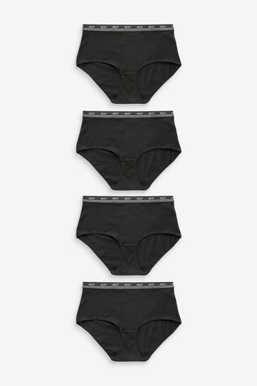Buy Black Midi Cotton Rich Logo Knickers 4 Pack from Next USA