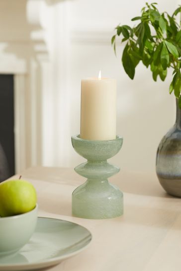 Green Confetti Glass Pillar Candle Holder