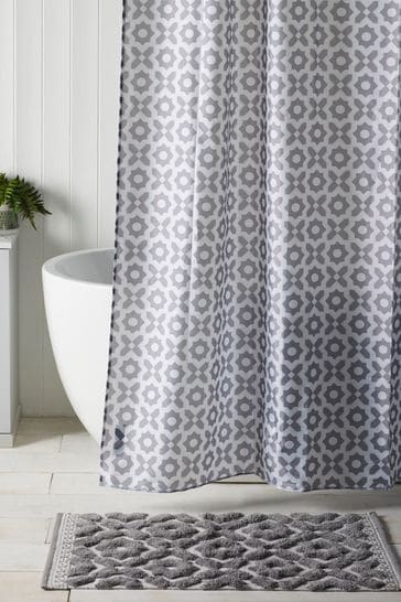 Buy Grey Geo Tile Shower Curtain from Next Sweden