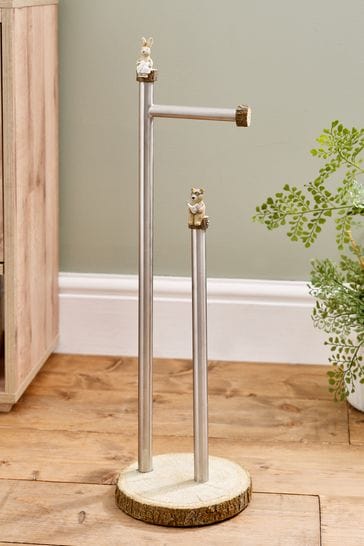 Natural Bertie Bear Woodland Spa Floor Standing Toilet Roll Holder