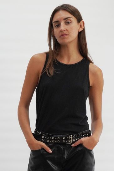 Buy Religion Black Chic Halter Neck Beaded Jersey Top from Next Luxembourg