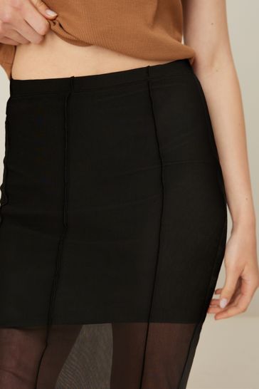 Buy Black Mesh Midi Skirt from Next Ireland