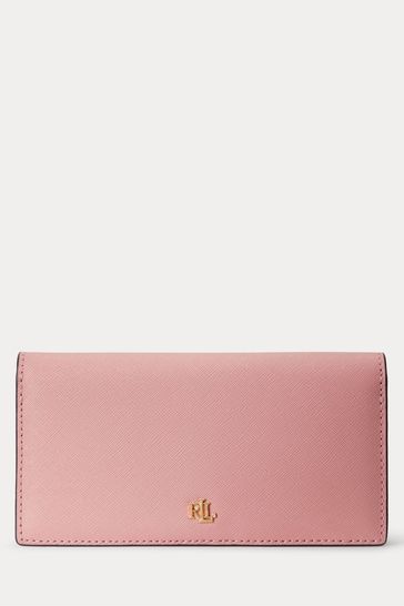 Buy Lauren Ralph Lauren Pink Purses Cross hatch Leather Slim