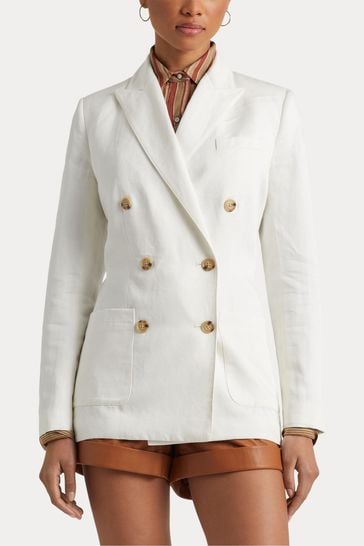 Buy Lauren Ralph Lauren Trijell Double Breasted Linen Blend Twill