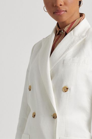 Double breasted white blazer womens cheap