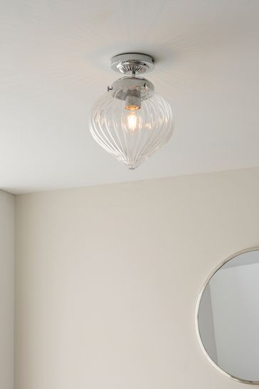 Gallery Home Chrome Chilwick Glass 1 Bulb Bathroom Ceiling Light