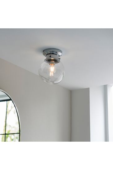 Gallery Home Chrome Coutrney Glass 1 Bulb Bathroom Ceiling Light