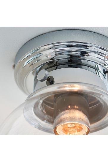 Gallery Home Chrome Coutrney Glass 1 Bulb Bathroom Ceiling Light