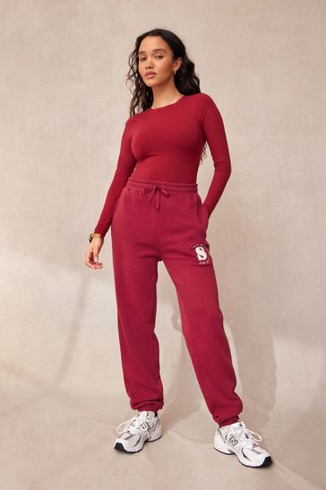 Buy self. Red Cotton Blend Joggers from Next Lithuania