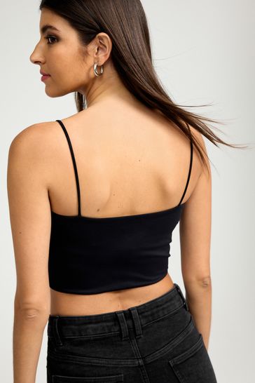 Buy Black Strappy Cami Crop Top from Next Sweden