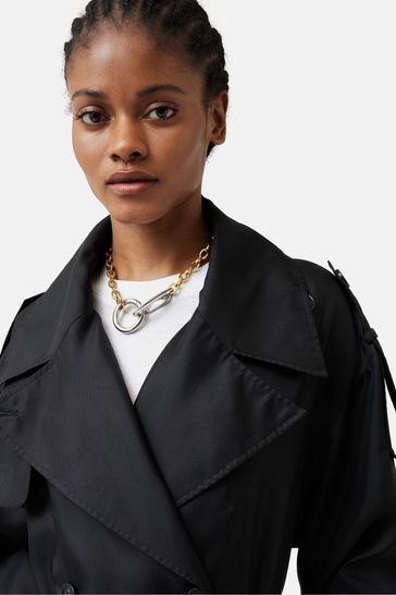 Black silk trench coat sales