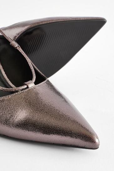 Pewter Silver Forever Comfort Point Toe Heel Shoes