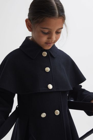 Buy Reiss Navy Rose 9 14 yrs Wool Shoulder Cape Coat from Next Turkey