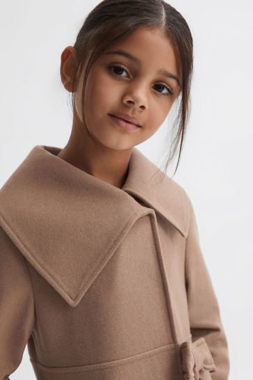 Buy Reiss Camel Sian Senior Wool Pleated Bow Coat from Next Singapore