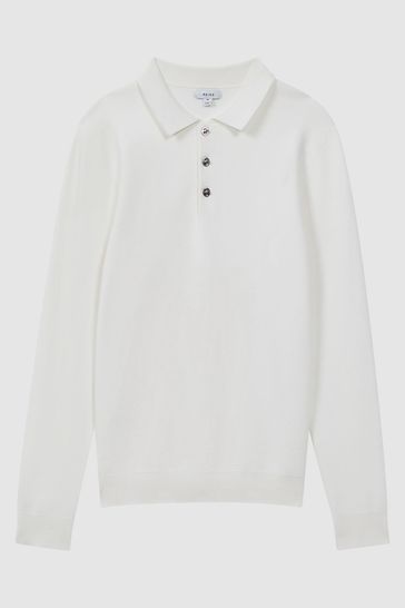 Buy Reiss Ecru Sharp Long Sleeve Polo Shirt from Next USA