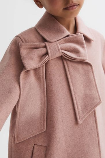 Buy Reiss Pink Amelia Senior Wool Bow Detail Coat from Next USA