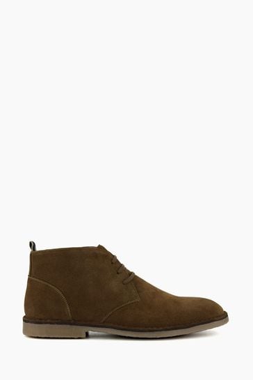 Dune London Brown Chrome Cashed Chukka Boots