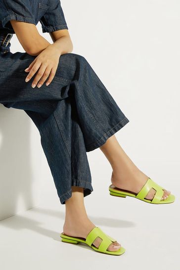 Dune London Green Loupe Smart Slider Sandals