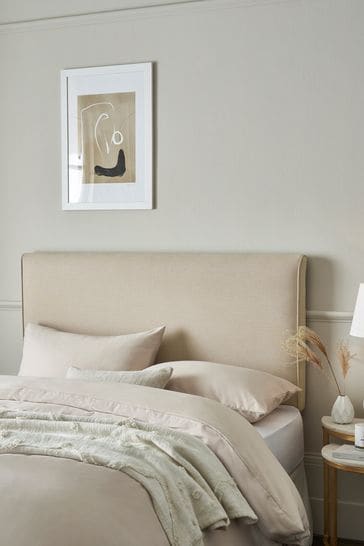 Contemporary Tweed Natural Linen Contemporary Upholstered Headboard