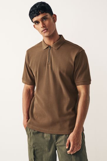 Bronze Brown Textured Polo Shirt