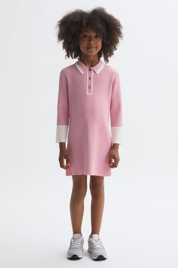 Reiss Pink Sammy Junior Knitted Polo Dress
