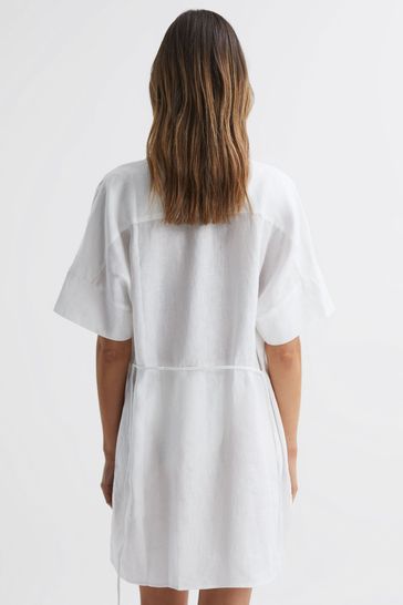 White linen t shirt dress top