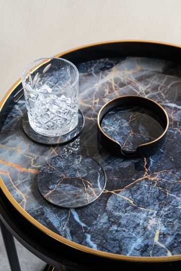 Libra Set of 4 Black Gold Vesuvius Coasters