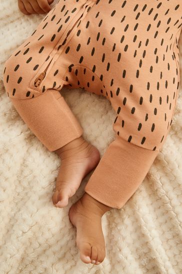 Mink Brown Turnover Feet Two Way Zip Baby Sleepsuit 1 Pack 0mths 3yrs