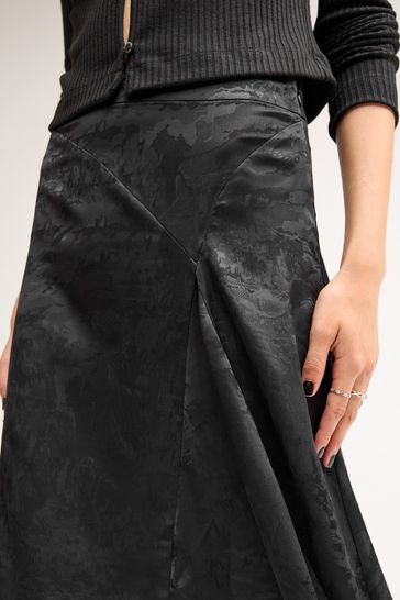Black jacquard 2025 midi skirt