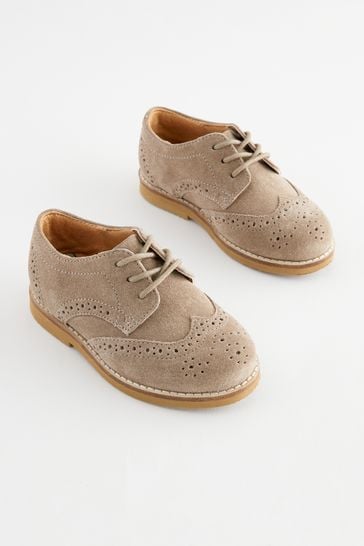 Sand Brown Standard Fit (F) Smart Leather Brogues Shoes