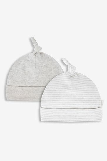 JoJo Maman Bébé White 2-Pack Baby Hats
