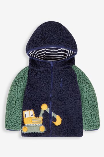 JoJo Maman B b Navy Blue Digger Borg Hoodie