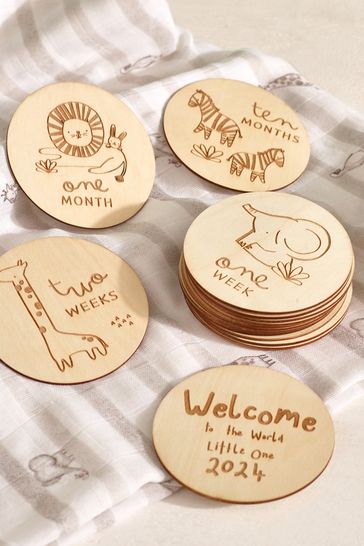 Natural Wooden Baby Milestone Cards
