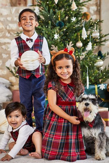 Buy JoJo Maman Bebe Red Tartan Dog Bow Tie from Next Ireland