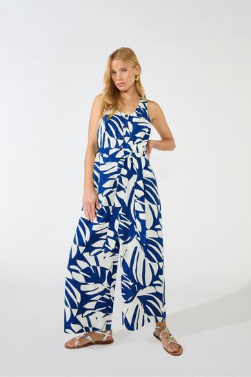 Navy printed culotte jumpsuit new arrivals