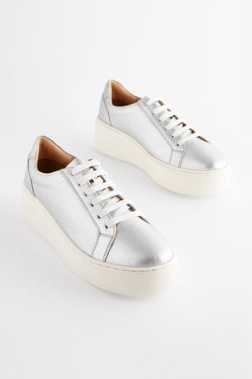 Buy Silver Lace Up Signature Forever Comfort Leather Chunky