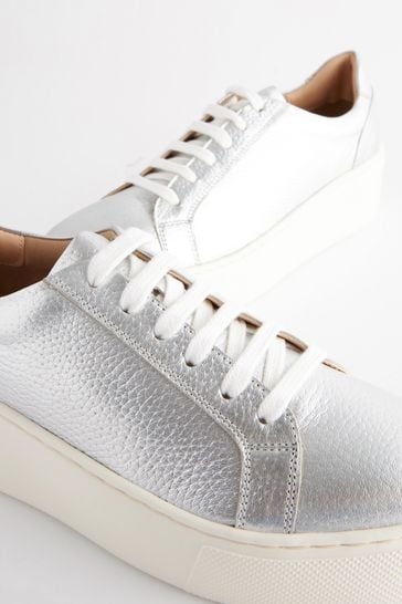 Silver lace up trainers 2025