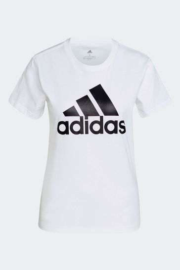 Adidas white shirt black logo sales