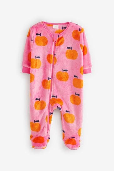Bright Pink Fleece Baby Sleepsuit